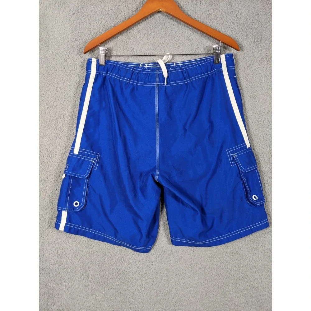 OP Swim Board Shorts Mens S 28-30 Blue Cargo Utility Y2K Surfer Skater Retro